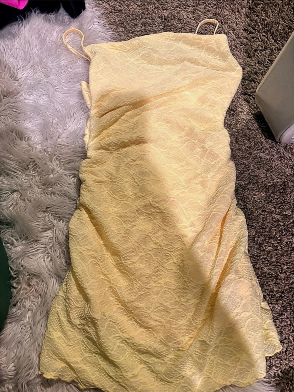 H&M Textured Slip Dress Yellow